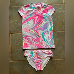 🌟2 for $10- 2 piece rash guard girls swim suit. Never worn